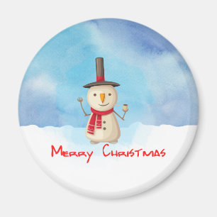 God jul Snögubbe, som viker och ler Magnet