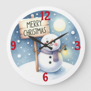 God jul Snögubbe Stor Klocka