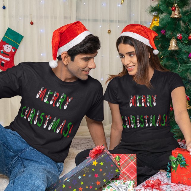 God jul Snögubbe Teckensnitt Mörk T-Shirt (Merry Christmas Snowman Font Dark T-Shirt)