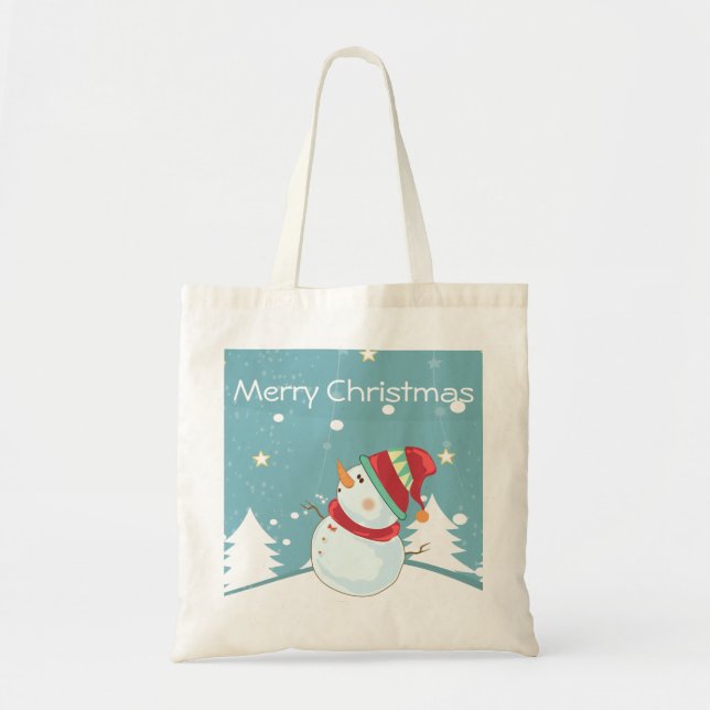 God jul Snögubbe Tote Tygkasse (Framsidan)