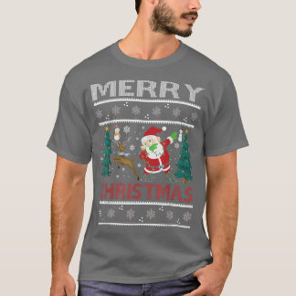 God jul Snögubbe Träd Reindeer Dabbing Sant T Shirt