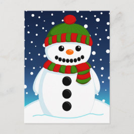 God jul Snögubbe Vykort