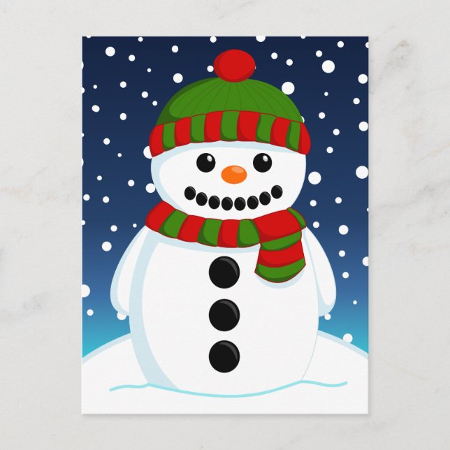God jul Snögubbe Vykort (Framsida)