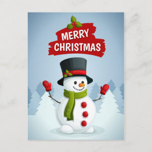 god jul Snögubbe Vykort