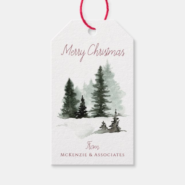 God Jul Snöig Jul Granar Presentetikett (Framsidan)