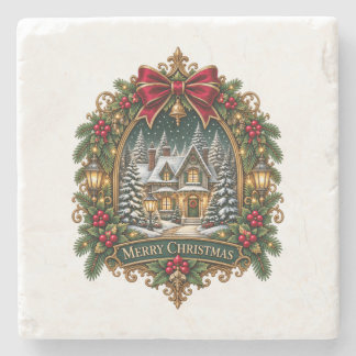 God Jul Snöig Stuga Stenunderlägg