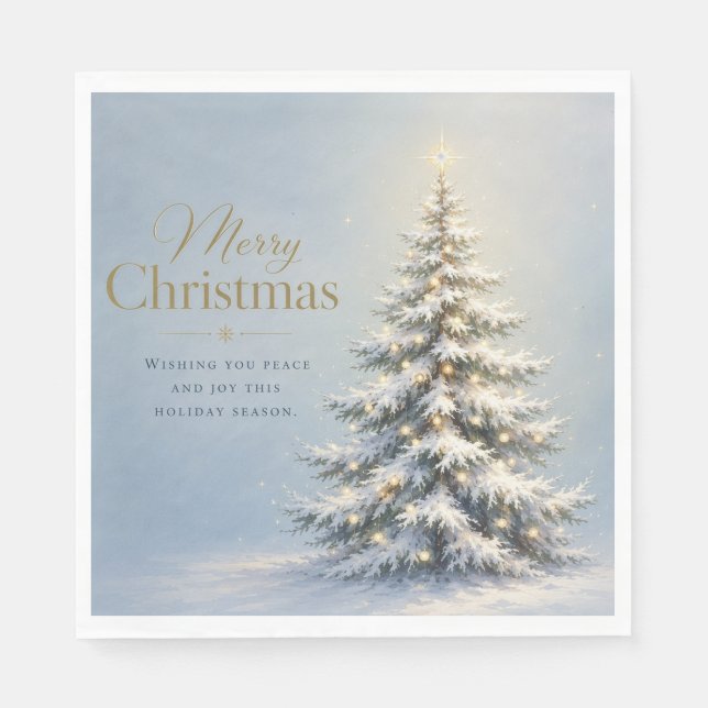 God Jul Snöig Tall Pappersservett (Framsidan)