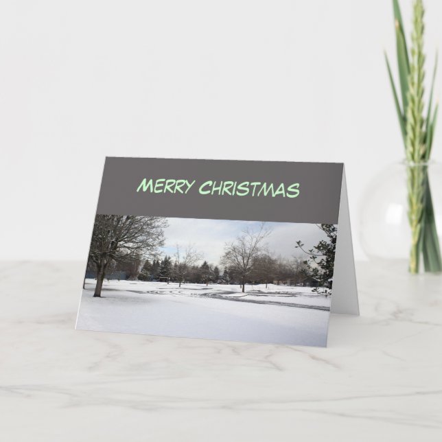 God jul snöig vinter helgkort (Framsida)