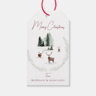 God Jul Snöig Vinter Skogs Djur Presentetikett