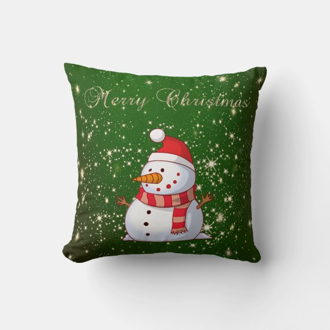God jul,Snöman,Gnistrar,Grön Kudde (Framsida)