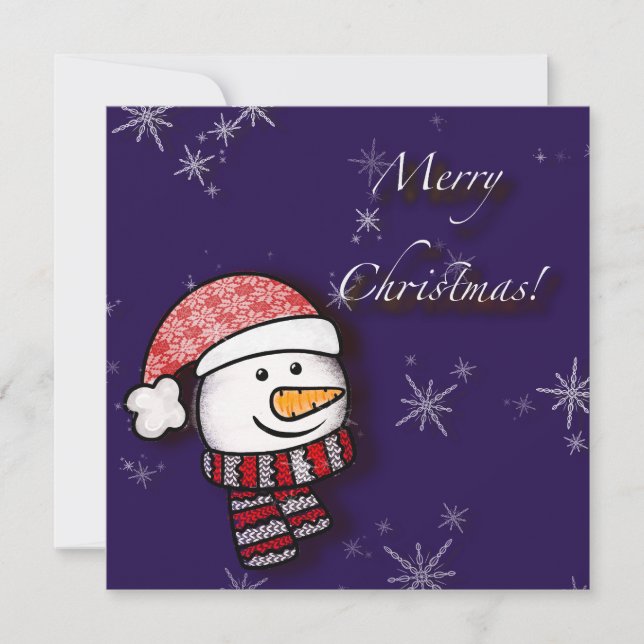 God jul, snöman med stickade kläder (Framsida)