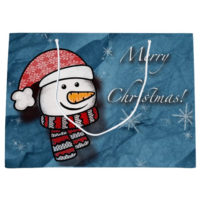 God jul, snöman med stickade kläder (Framsidan)