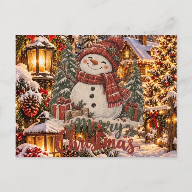 God Jul Snömannen Helg Vykort (Framsida)