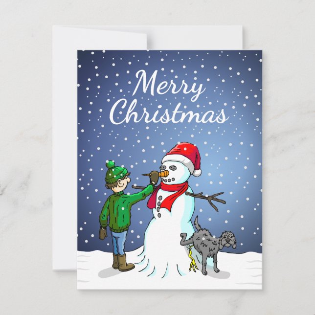 God Jul Snömannen Julkort (Framsida)