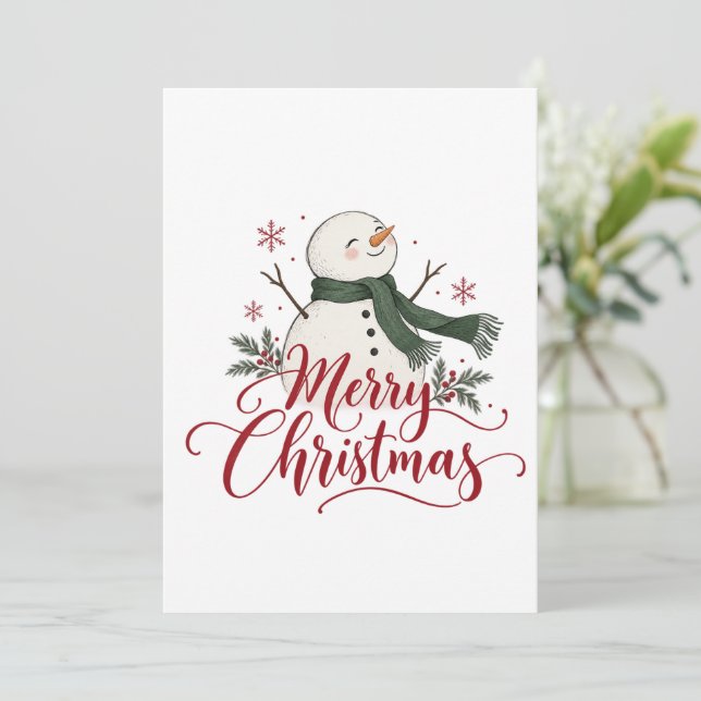 God Jul Snömannen Julkort (Stående Fram)