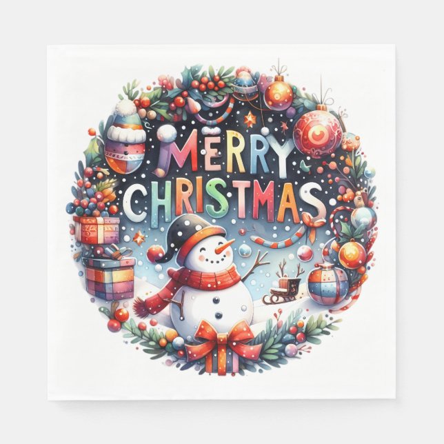 God Jul Snömannen  Pappersservett (Framsidan)