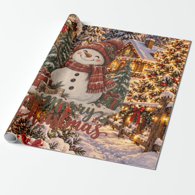 God Jul Snömannen Presentpapper (Utrullad)