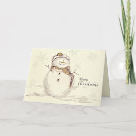 God Jul Snömannen Snöflingor Vinter Kort