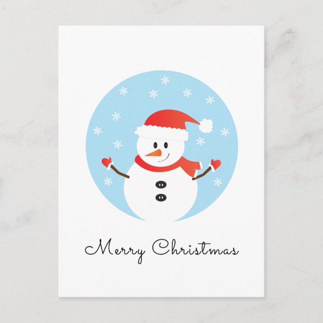 God Jul Snömannen Snöflingor Vykort (Framsida)