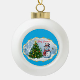 God Jul Snömannen Träd Söt Julgranskula Keramik