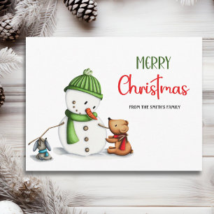 God Jul Snömannen Vykort