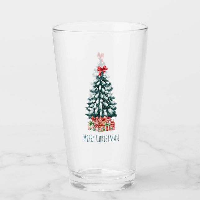 God Jul Snötäckt Tall Glaskopp (Framsida)