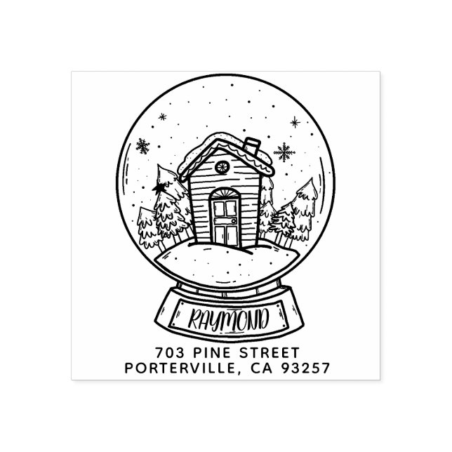 God jul Snowball House Returadress Stämpel (Tryck)