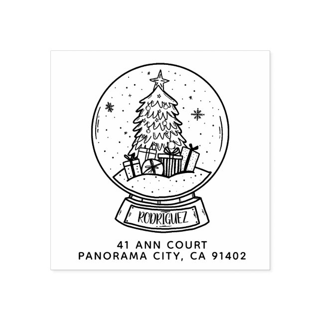 God jul Snowball Träd Returadress Stämpel (Tryck)