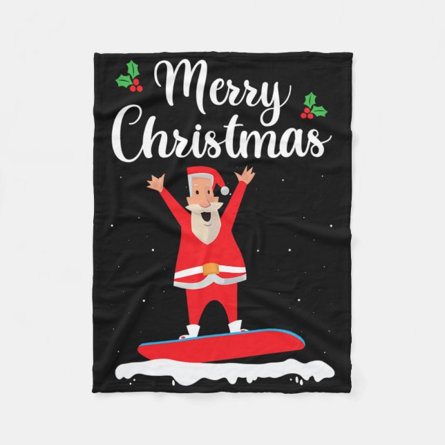 God jul Snowboarding Jultomten Boarder E Fleecefilt (Framsidan)