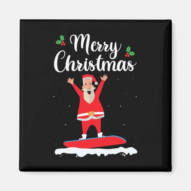 God jul Snowboarding Jultomten Boarder E Magnet (Framsidan)