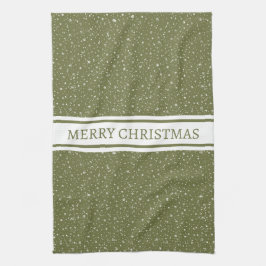 God jul Snowfall Mönster på Grönt Helgdag Kökshandduk