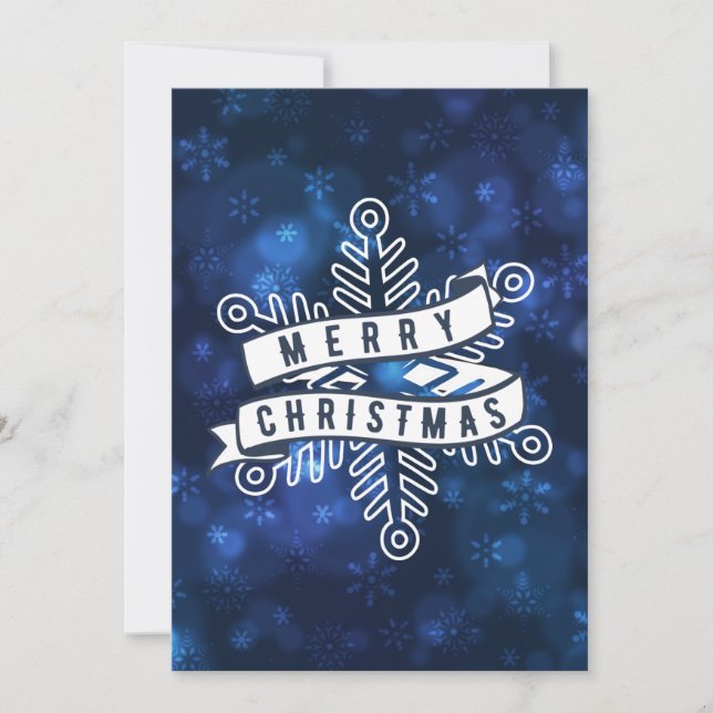 God jul Snowflake Banner Blue Bokeh Julkort (Framsida)