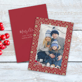 God jul Snowflake Elegant Red 1 Photo Julkort