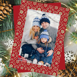 God jul Snowflake Elegant Red 1 Photo Julkort