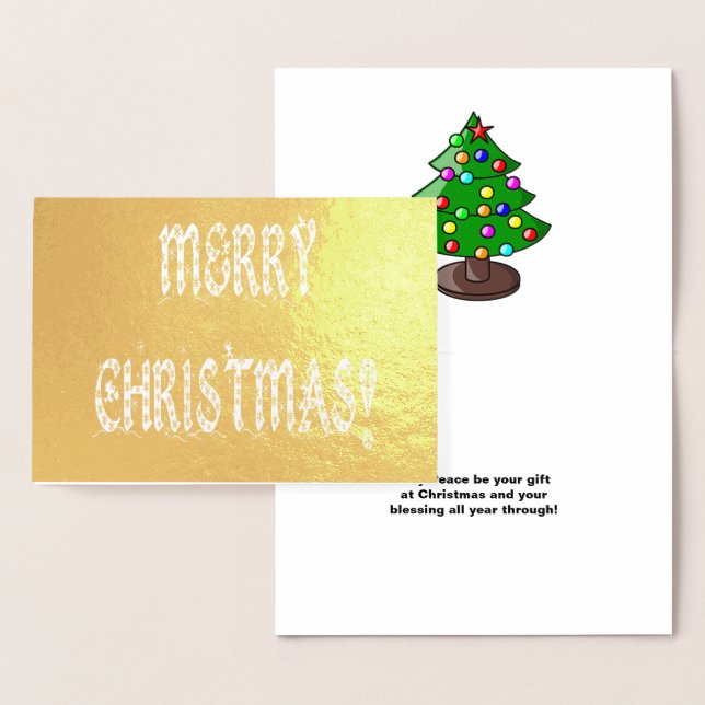 God jul Snowflake Font Träd Verse Folierat Kort (Display)