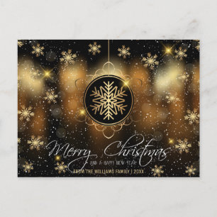 God jul Snowflake Guld Black Family Photo Helg Vykort