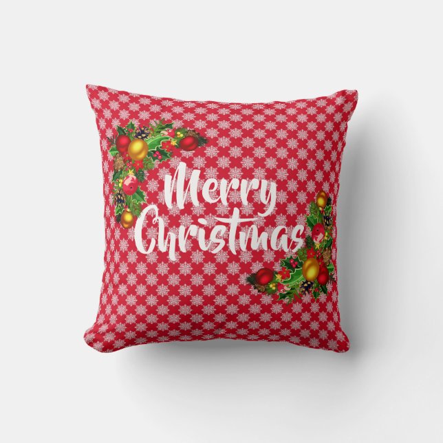 God jul Snowflake Helgdag Decor Pillow Kudde (Framsida)