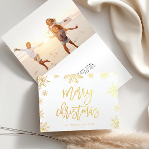God jul Snowflake Helgdag Photo Guld Folierat Kort