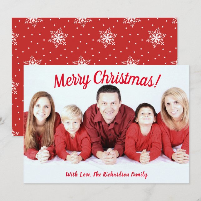 God jul Snowflake Mönster Anpassningsbar Photo Julkort (Fram/baksida)