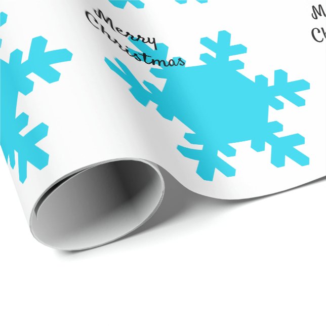 God jul Snowflake Mönster Blue White Presentpapper (Rullad Hörn)