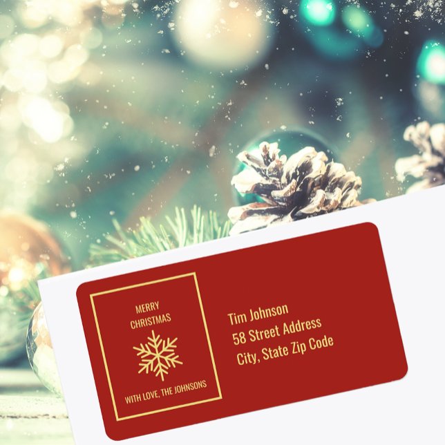 God jul Snowflake Returadress Adressetikett (Merry Christmas Snowflake Return Address Label)