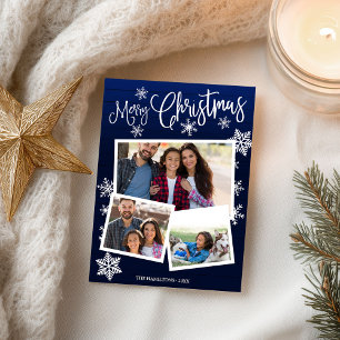 God jul Snowflake Rustic 3 Photos Collage Vykort