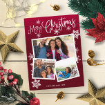 God jul Snowflake Rustic 3 Photos Collage Vykort<br><div class="desc">God jul Snowflake Rustic 3 Photos Collage Postcard</div>