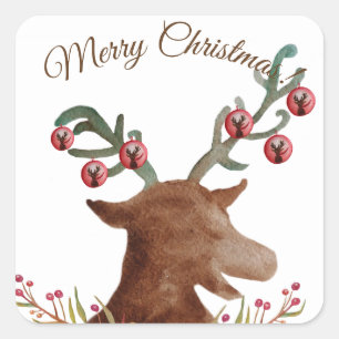 God jul Snowflake Sticker Fyrkantigt Klistermärke