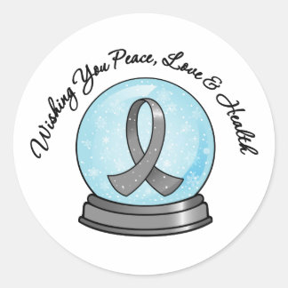 God jul Snowglobe för hjärncancerband Runt Klistermärke