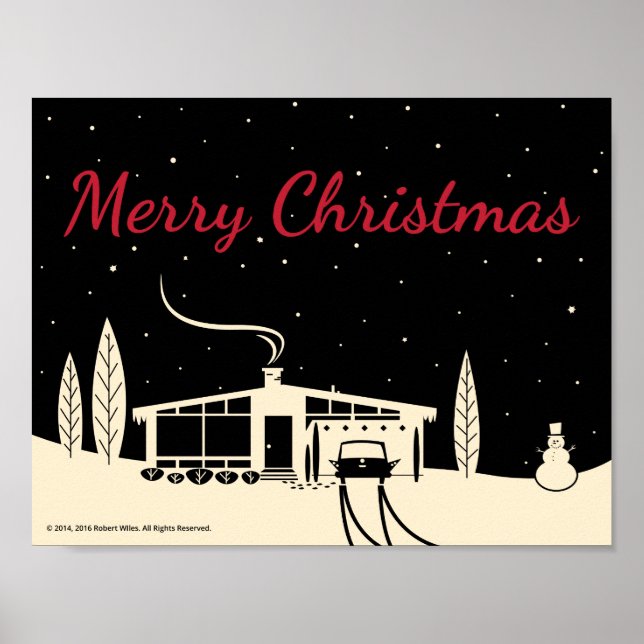 God jul Snowscen-Black i mitten av århundradet Poster (Framsidan)