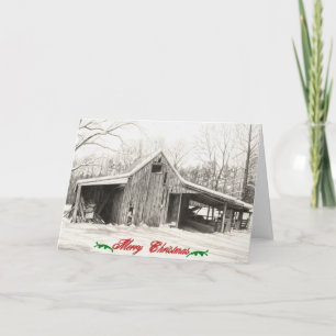 God jul Snowy Barn Helgkort