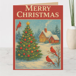 God jul Snowy Cardinal Hälsning Card Kort