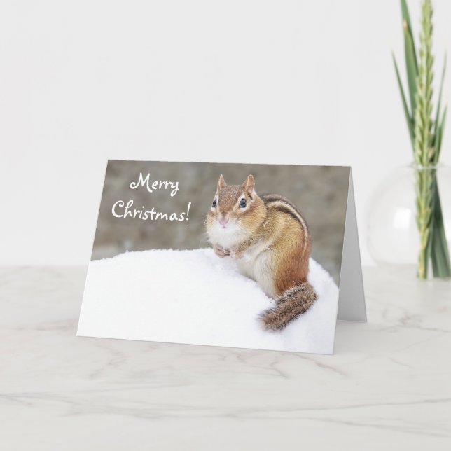 God jul Snowy Chipmunk Helgkort (Framsida)