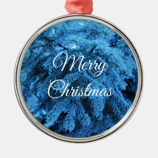 God jul Snowy Forest Spruce Grenar Julgransprydnad Metall (Framsidan)